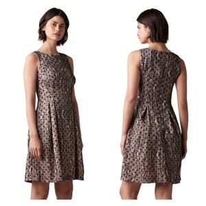 JW JASON WU Black Lace Overlay Pink Sleeveless Fit & Flare Dress S  NWT